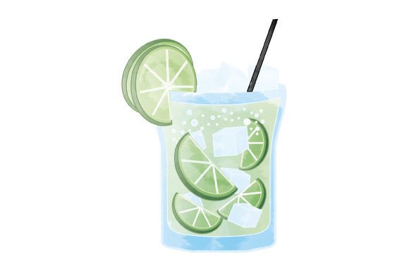 Caipiroska Cocktail Watercolor for Happy Hour Digital Designs