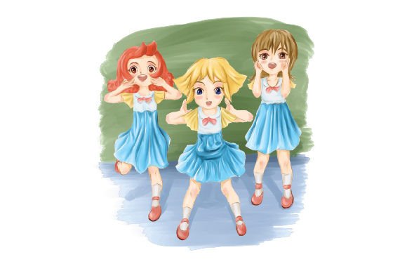 Children in Class Shouting with Joy – Watercolor: A Family-Friendly Design Asset for Local Branding