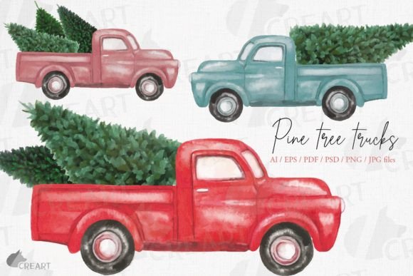 Christmas Pine Tree Pickup Truck Decor: A Festive Print Template for Content Publishers