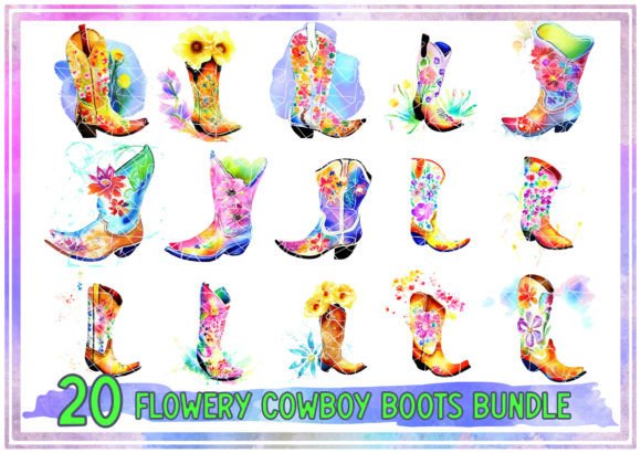 Cowgirl Boots with Flowers: A Playful T-Shirt Design for Country-Inspired Branding