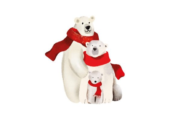 Cute Winter Polar Bear Family, Watercolor: A Brand Designer’s Review for Marketing Use