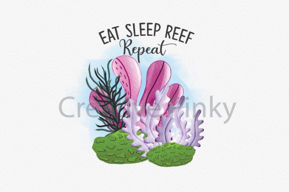 Eat Sleep Reef Repeat PNG for Ocean Crafts