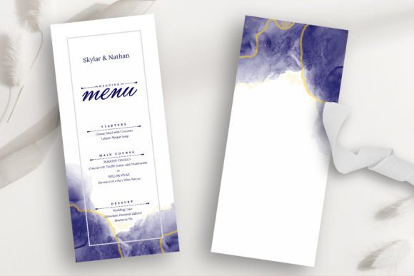Elegant Navy Blue Gold Line Menu Card for Print Templates That Elevate Your Handmade Business