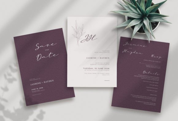 Engraved Wedding Invitation Template for Print Templates & Craft Design Projects