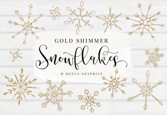 Gold Glitter Snowflakes BONUS for Winter Crafts