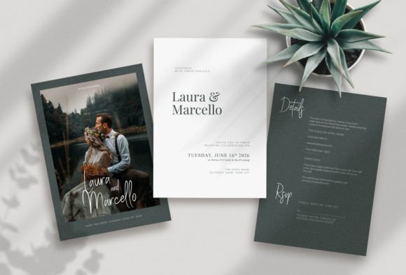 Green Engraved Wedding Invitation: A Print Templates Gem for Elegant Brand Storytelling