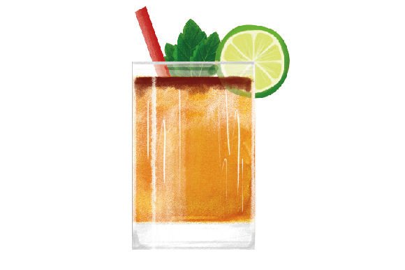 Mai Tai Cocktail Watercolor Adds Happy Hour Flair to Local Branding