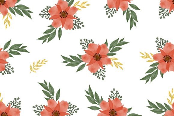 Orange Floral Seamless Pattern for Editorial Patterns