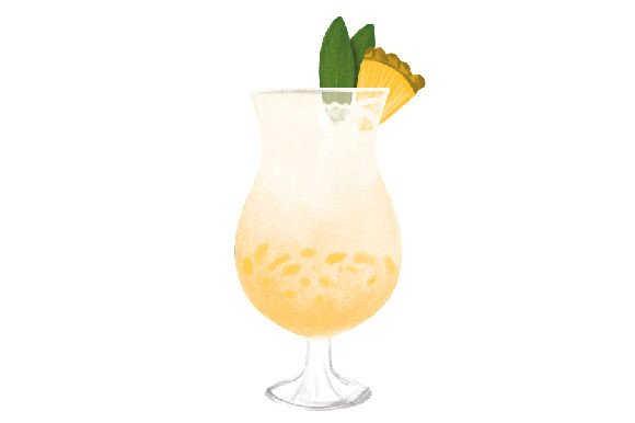 Pina Colada Cocktail Watercolor for Happy Hour Content