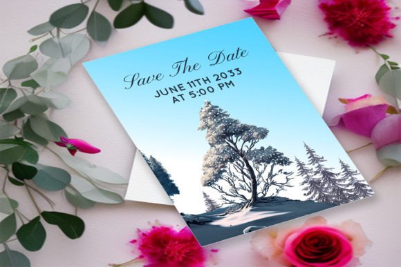 Pine Tree Rustic Winter Wedding Card Print Templates