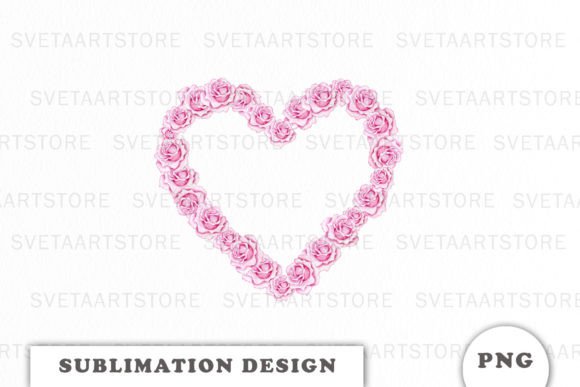 Roses Heart Valentine Frame PNG for Crafts Branding