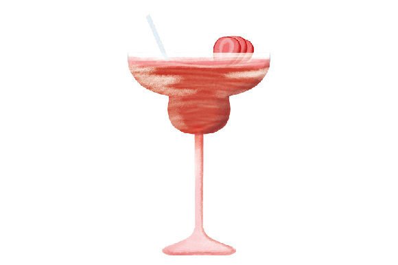 Strawberry Daiquiri Cocktail Watercolor for Happy Hour-Inspired Digital Products