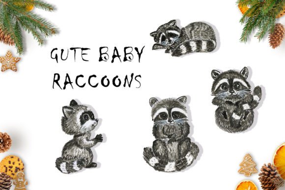 Sublimation Animals Gutte Raccoon Print for Crafts & Handmade Business Use