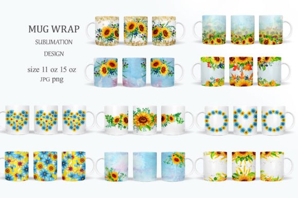 Sunflower Mug Wraps: Crafts Asset Review