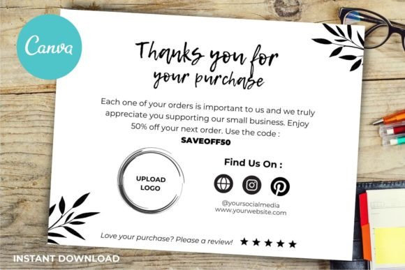 Thank You Card Business Template Canva for Gift Cards