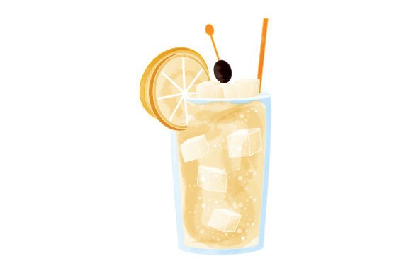 Tom Collins Cocktail Watercolor: Happy Hour Branding with Artistic Flair