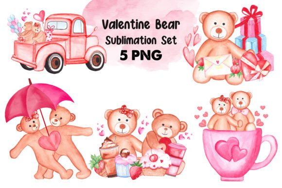 Valentine Bear Sublimation Set for Crafts Branding