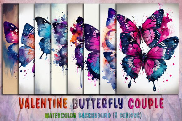 Valentine Butterfly Couple Backgrounds for Crafters
