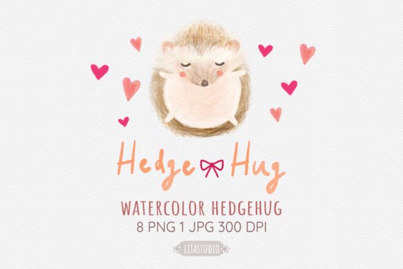 Valentine Hedgehog Clip Art for Crafts Branding