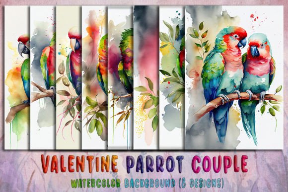 Valentine Parrot Couple Background for Editorial Design