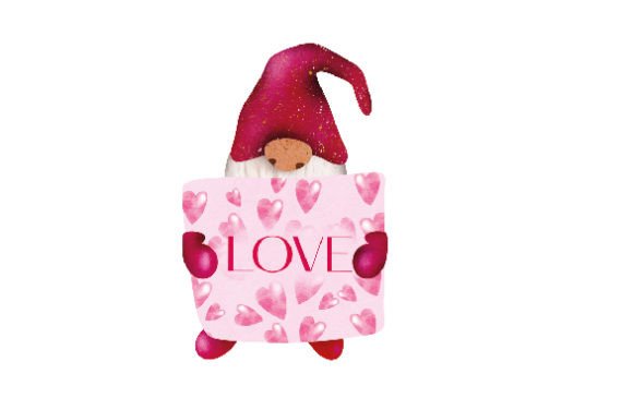 Valentine's Gnome Charm in Watercolor Style