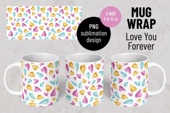 Valentines Day Mug Wrap: Love Hearts PNG for Crafts