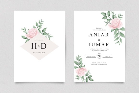 Wedding Invitation Set with Pink Roses: A Print Templates Review for Content Publishers